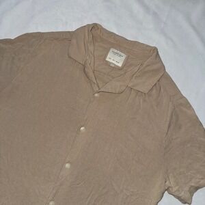 Cactus Man Ricky Singh Mens Sz L Beige Camp Shirt Short Sleeve Button Up Casual
